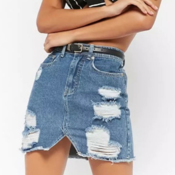 NWT Denim Distressed Skirt - Picture 4 of 7